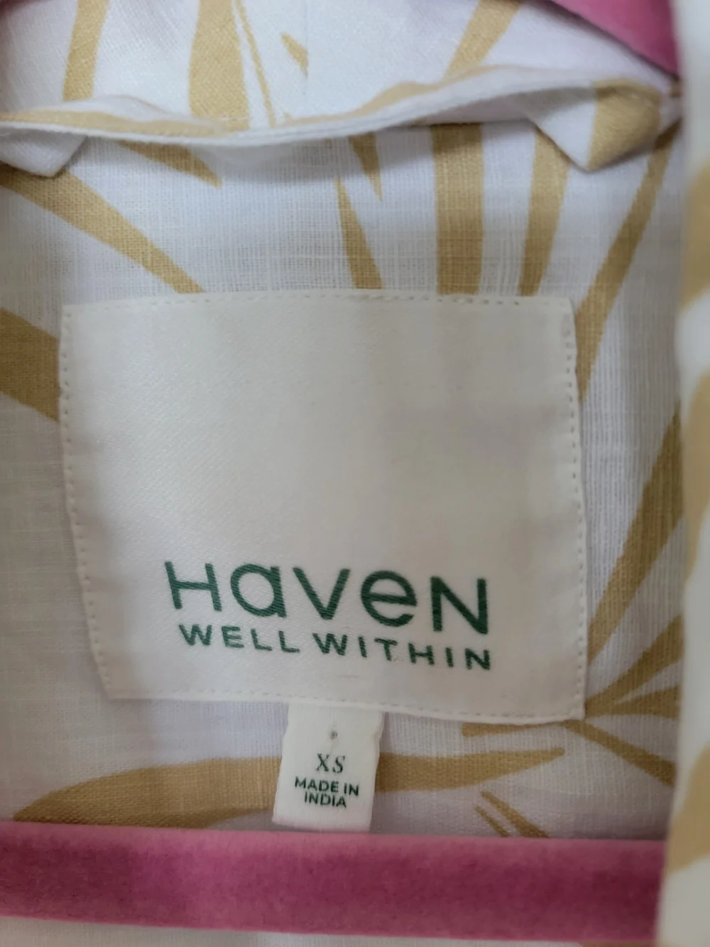 Palm-Print Cotton Robe in Cream & Tan